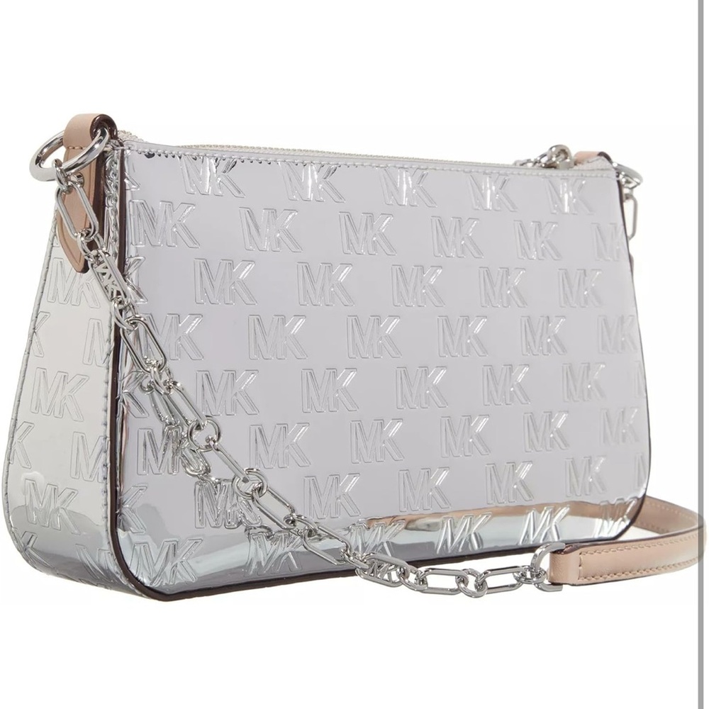 NWT Michael Kors Empire Medium Chain Pouchette Mirror Silver - Picture 3 of 11